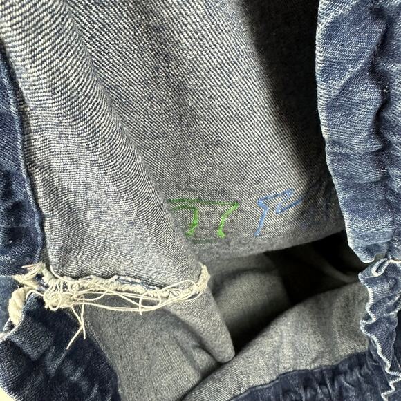 Handmade Kids Childrens Sand Sak Rainbow Jean Denim Blue Large Portable Bag - Picture 4 of 4